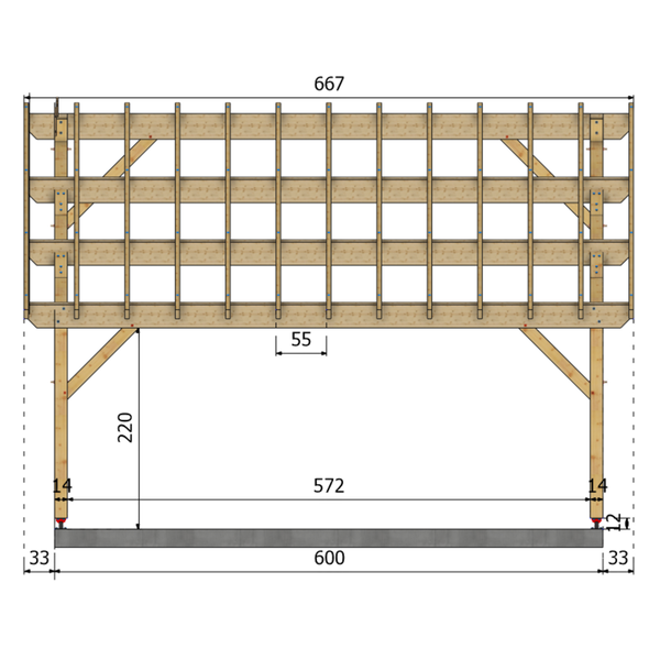 CREMONE Auvent monopente, lxL 4.5x6m SAPIN