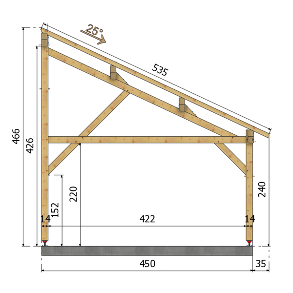 CREMONE Auvent monopente, lxL 4.5x6m SAPIN