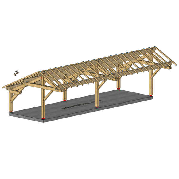 ESPELUCHE Auvent 2 pentes inégales, lxL 3.5x11.42m SAPIN