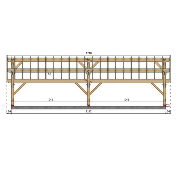 ESPELUCHE Auvent 2 pentes inégales, lxL 3.5x11.42m SAPIN