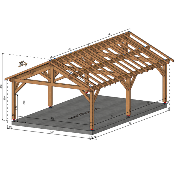 EZE Auvent 2 pans, lxL 5x8m SAPIN