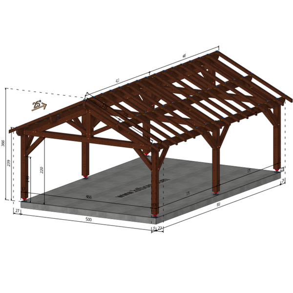 EZE Auvent 2 pans, lxL 5x8m SAPIN