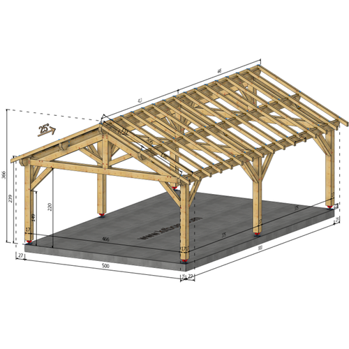 EZE Auvent 2 pans, lxL 5x8m SAPIN