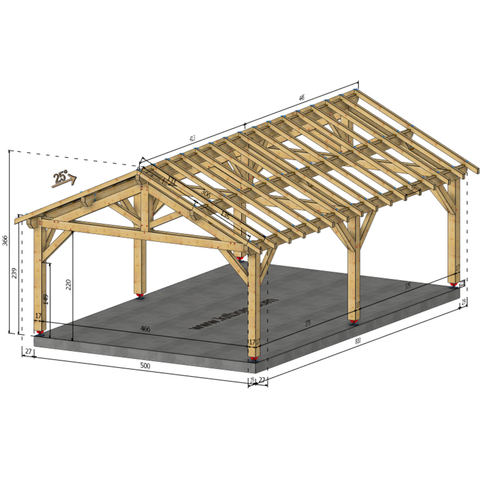 EZE Auvent 2 pans, lxL 5x8m SAPIN