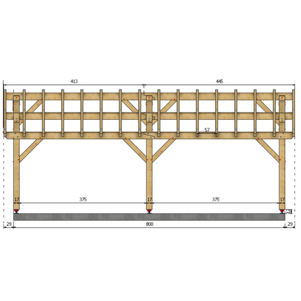 EZE Auvent 2 pans, lxL 5x8m SAPIN
