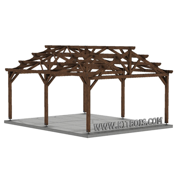 FARO Hangar bois Ouvert / 2 pans  8.0 x 10.19m 25° de pente