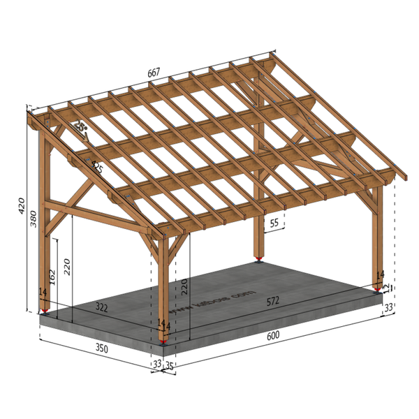 FABRIANO-MONTAGNE Auvent monopente, lxL 3.5x6m SAPIN