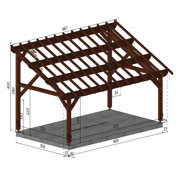FABRIANO-MONTAGNE Auvent monopente, lxL 3.5x6m SAPIN