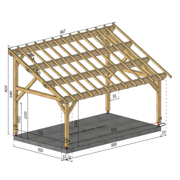 FABRIANO-MONTAGNE Auvent monopente, lxL 3.5x6m SAPIN