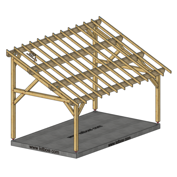 FABRIANO Auvent monopente, lxL 3.5x6m SAPIN