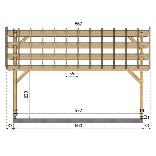 FABRIANO-MONTAGNE Auvent monopente, lxL 3.5x6m SAPIN