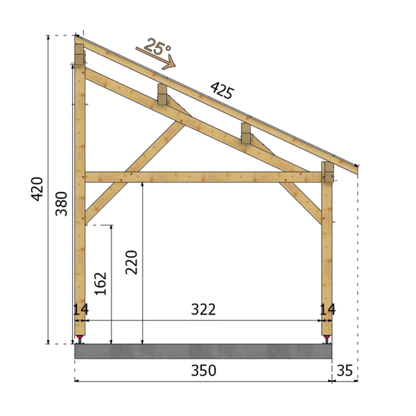 FABRIANO-MONTAGNE Auvent monopente, lxL 3.5x6m SAPIN