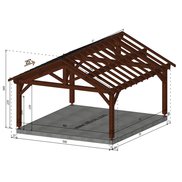 FABRON Auvent 2 pans, lxL 5x5.5m SAPIN
