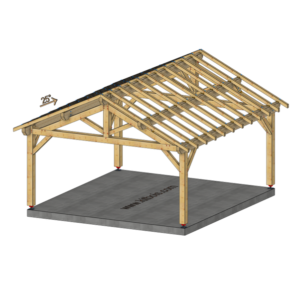 FABRON Auvent 2 pans, lxL 5x5.5m SAPIN