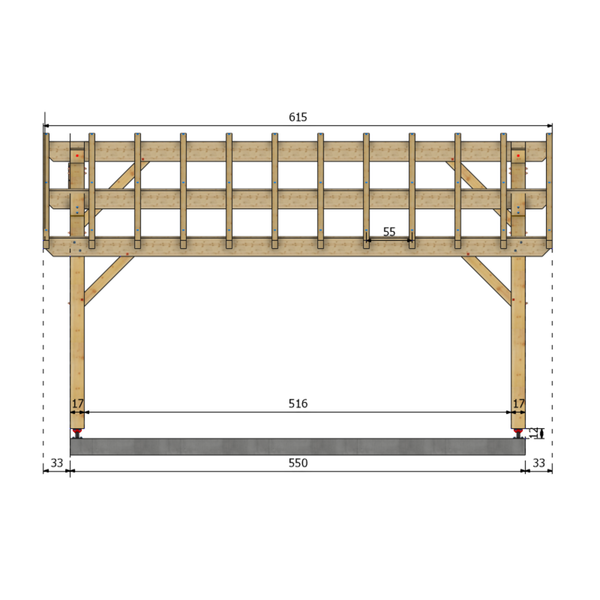 FABRON Auvent 2 pans, lxL 5x5.5m SAPIN