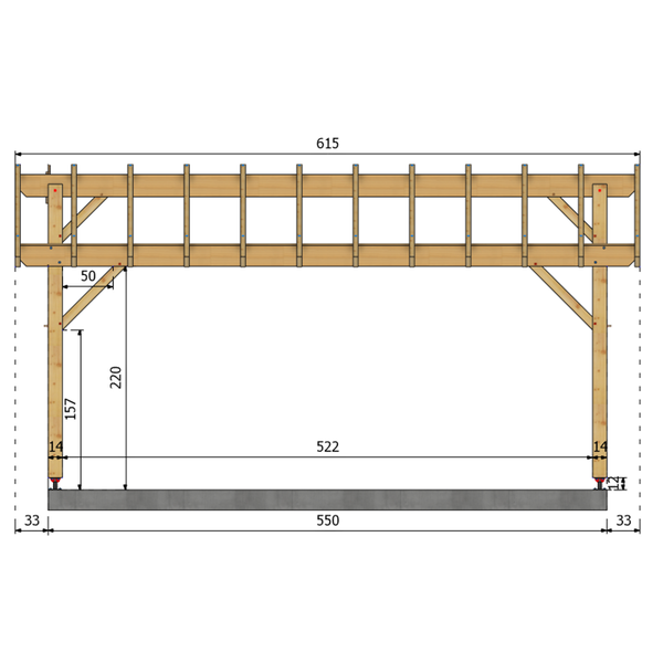 VIGNOLES Auvent 2 pans, lxL 3x5.5m SAPIN