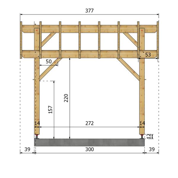 MEURSANGES Auvent 2 pans, lxL 3x3m SAPIN