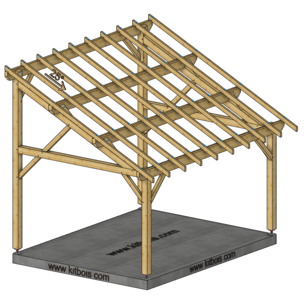 FERRARE Auvent monopente, lxL 3.5x4.5m SAPIN