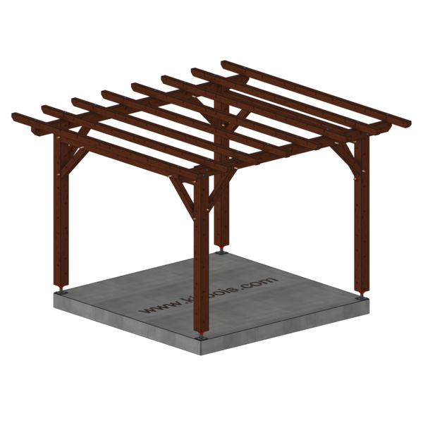 FES Pergola toit plat, lxL 3x3m SAPIN AUTOCLAVE MARRON