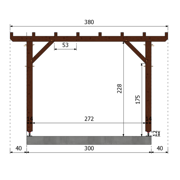 FES Pergola toit plat, lxL 3x3m SAPIN AUTOCLAVE MARRON