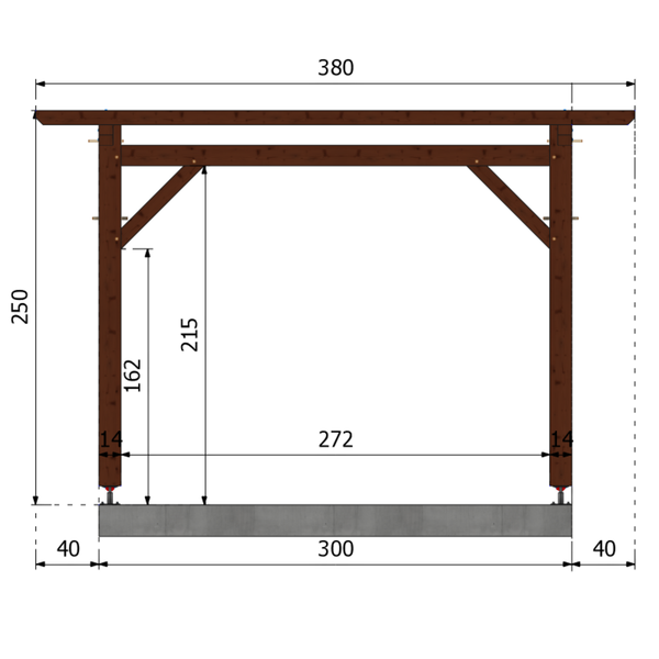 FES Pergola toit plat, lxL 3x3m SAPIN AUTOCLAVE MARRON