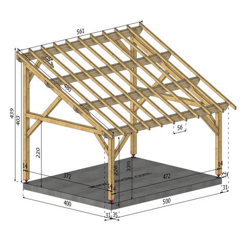 GENES Auvent monopente, lxL 4x5m SAPIN