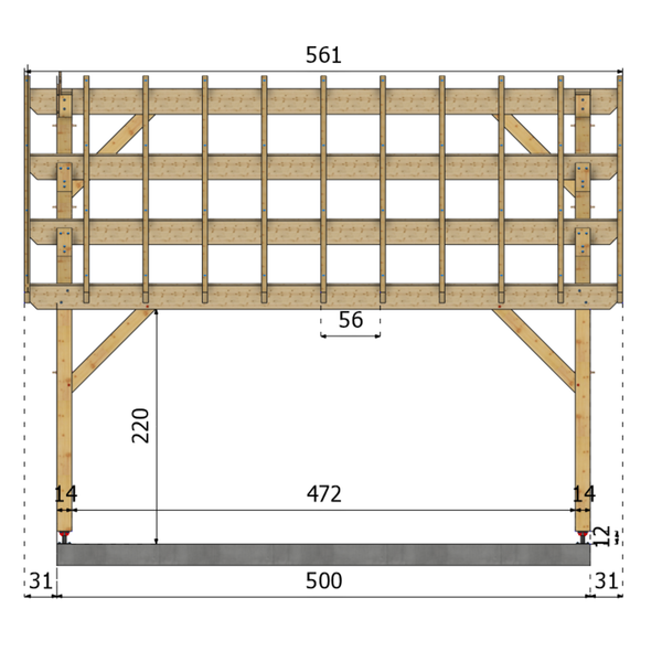GENES Auvent monopente, lxL 4x5m SAPIN