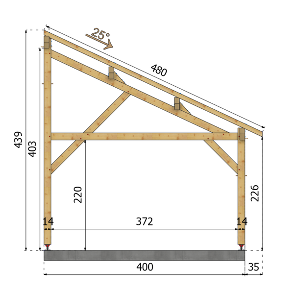 GENES Auvent monopente, lxL 4x5m SAPIN