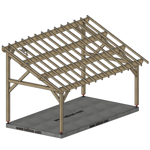 GUBBIO Auvent monopente, lxL 3.5x6.5m SAPIN