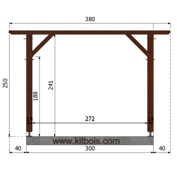 HADDADA Pergola ECO toit plat, lxL 3x3m SAPIN AUTOCLAVE MARRON