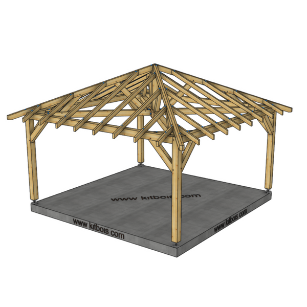 IZMIR Auvent 4 pans, lxL 4.5x4.5m SAPIN