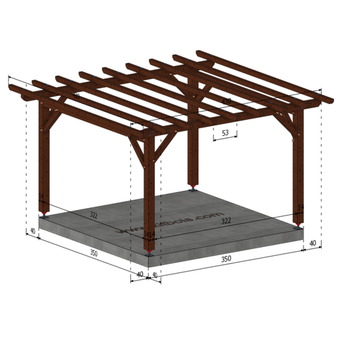 IFRANE Pergola toit plat, lxL 3.5x3.5m SAPIN AUTOCLAVE MARRON