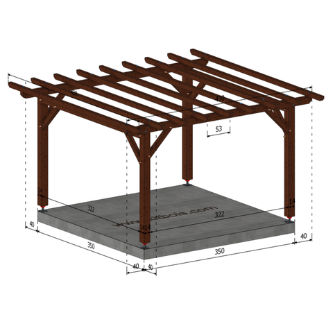 IFRANE Pergola toit plat, lxL 3.5x3.5m SAPIN AUTOCLAVE MARRON