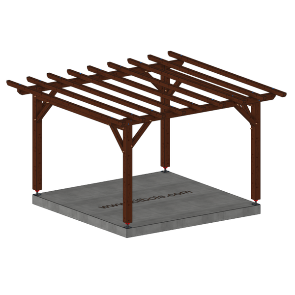 IFRANE Pergola toit plat, lxL 3.5x3.5m SAPIN AUTOCLAVE MARRON