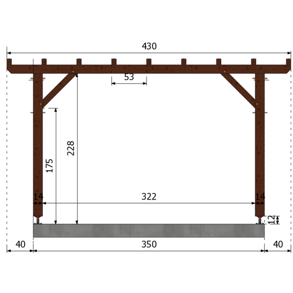 IFRANE Pergola toit plat, lxL 3.5x3.5m SAPIN AUTOCLAVE MARRON