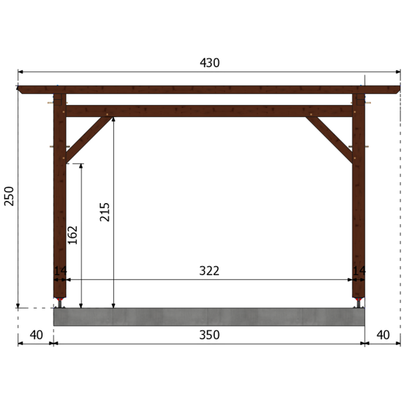 IFRANE Pergola toit plat, lxL 3.5x3.5m SAPIN AUTOCLAVE MARRON