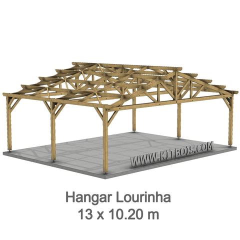 LOURINHA Hangar bois Ouvert / 2 pans  13.0 x 10.20m 17° de pente