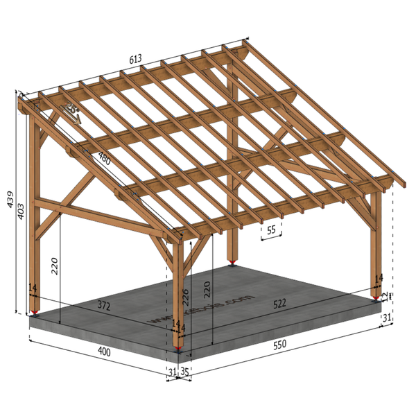 LIDO Auvent monopente, lxL 4x5.5m SAPIN
