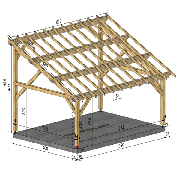 LIDO Auvent monopente, lxL 4x5.5m SAPIN