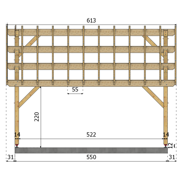 LIDO Auvent monopente, lxL 4x5.5m SAPIN