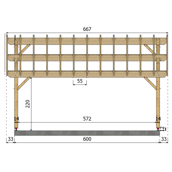 LIVOURNE Auvent monopente, lxL 3x6m SAPIN