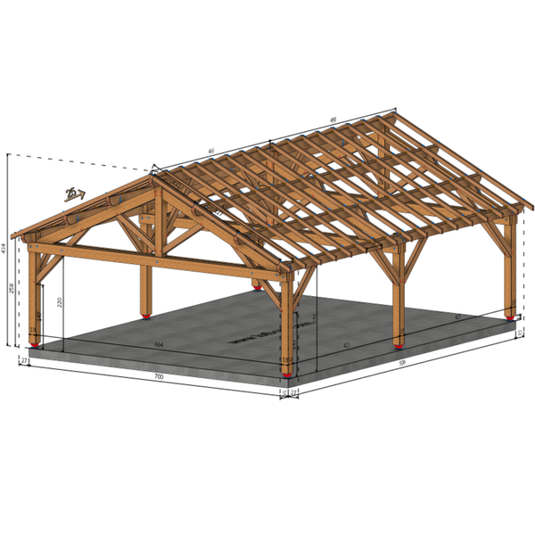 LOURY Auvent 2 pans, lxL 7x9m SAPIN