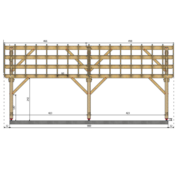 LOURY Auvent 2 pans, lxL 7x9m SAPIN