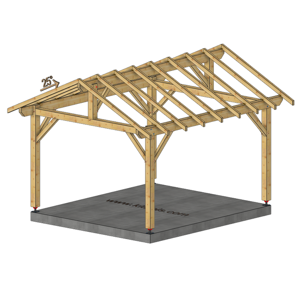 MELOISEY Auvent 2 pans, lxL 3.5x4m SAPIN