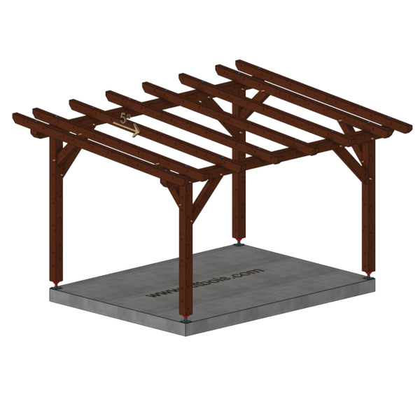 MARRAKECH Pergola Pente 5°, lxL 3x4m SAPIN AUTOCLAVE MARRON