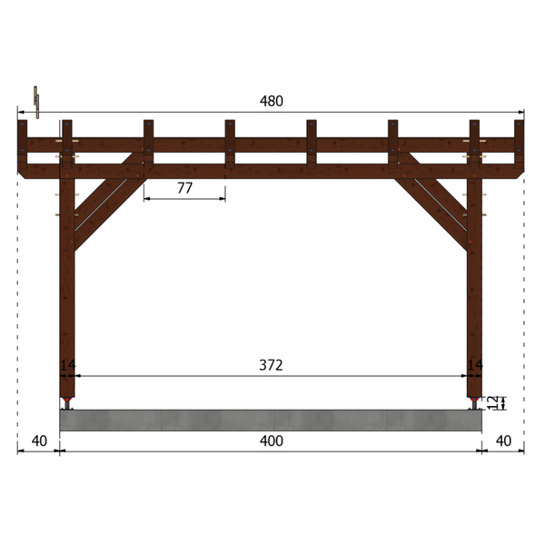 MARRAKECH Pergola Pente 5°, lxL 3x4m SAPIN AUTOCLAVE MARRON