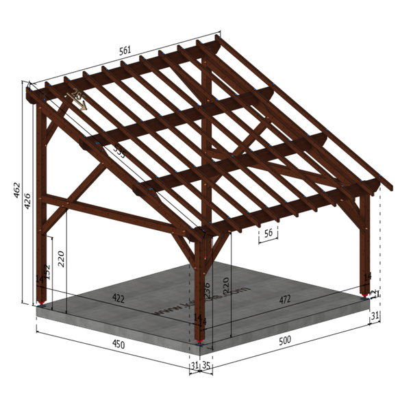 MESTRINO Auvent monopente, lxL 4.5x5m SAPIN