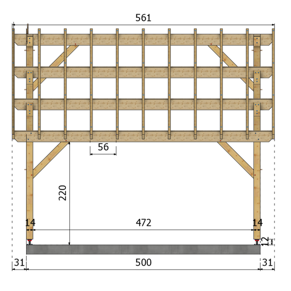 MESTRINO Auvent monopente, lxL 4.5x5m SAPIN