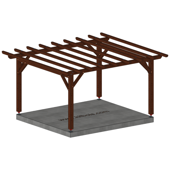 MISSOUR Pergola toit plat, lxL 3.5x4m SAPIN AUTOCLAVE MARRON