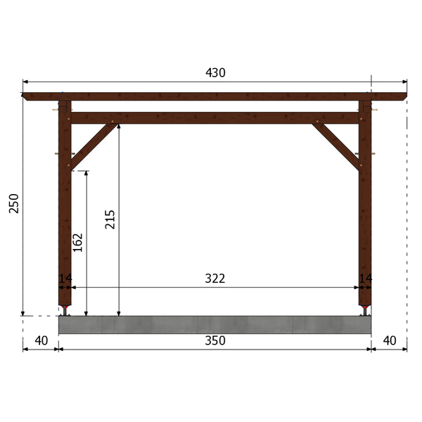 MISSOUR Pergola toit plat, lxL 3.5x4m SAPIN AUTOCLAVE MARRON